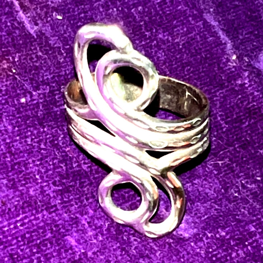 Scroll Sterling Silver Ring Size 7 - image 2